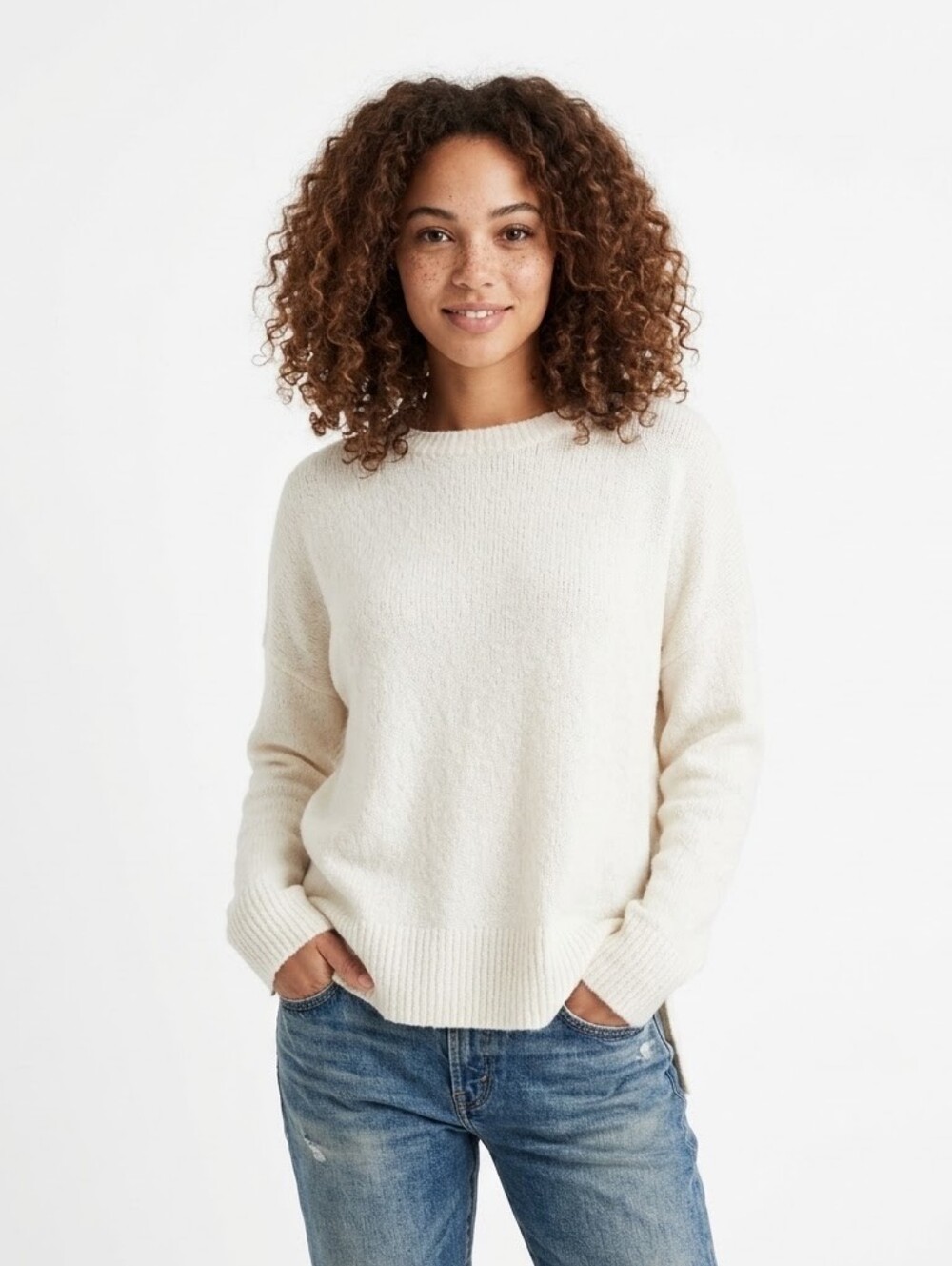 Alice + Olivia Classics Ivory Wool Cashmere Blend Crewneck Sweater - Small